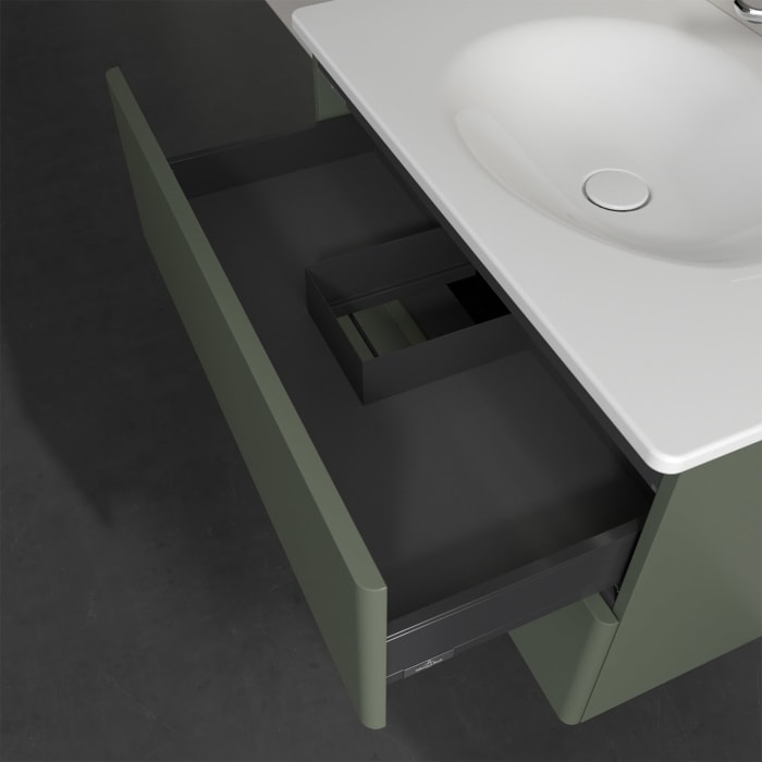 Villeroy & Boch Antao Waschbeckenunterschrank, 78,8 x 50,4 cm, 2 Auszüge, Fronten ohne Struktur, mit LED-Licht