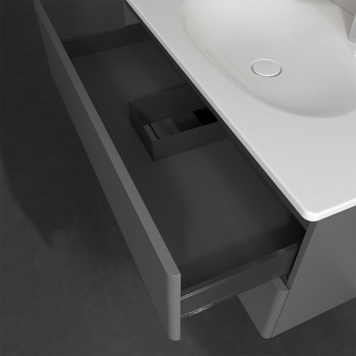 Villeroy & Boch Antao Waschbeckenunterschrank, 98,8 x 50,4 cm, 2 Auszüge, Fronten ohne Struktur, mit LED-Licht