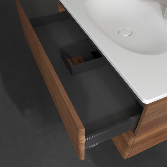 Villeroy & Boch Antao Waschbeckenunterschrank, 98,8 x 50,4 cm, 2 Auszüge, Fronten mit Struktur, mit LED-Licht