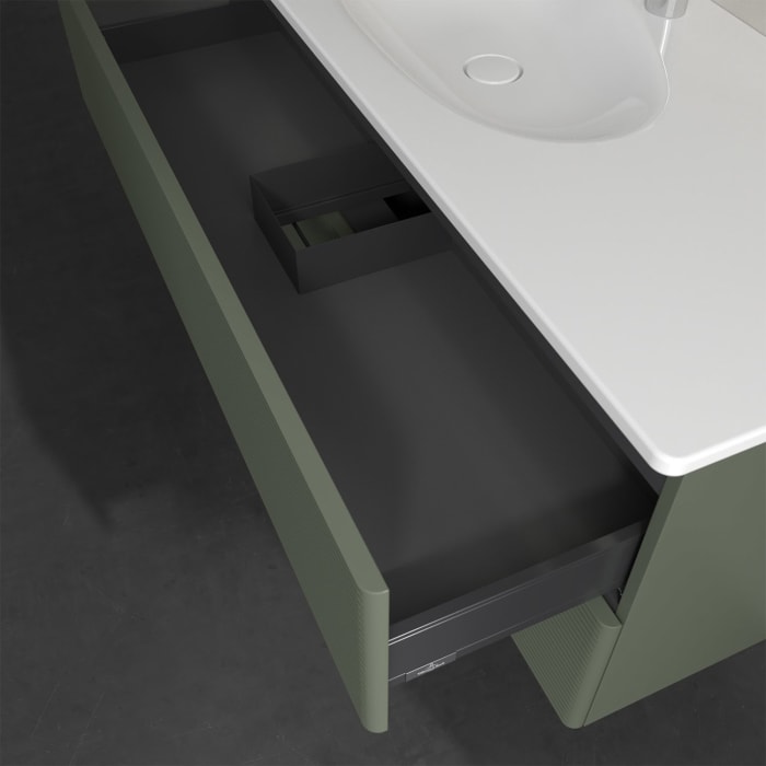 Villeroy & Boch Antao Waschbeckenunterschrank, 118,8 x 50,4 cm, 2 Auszüge, Fronten mit Struktur, mit LED-Licht