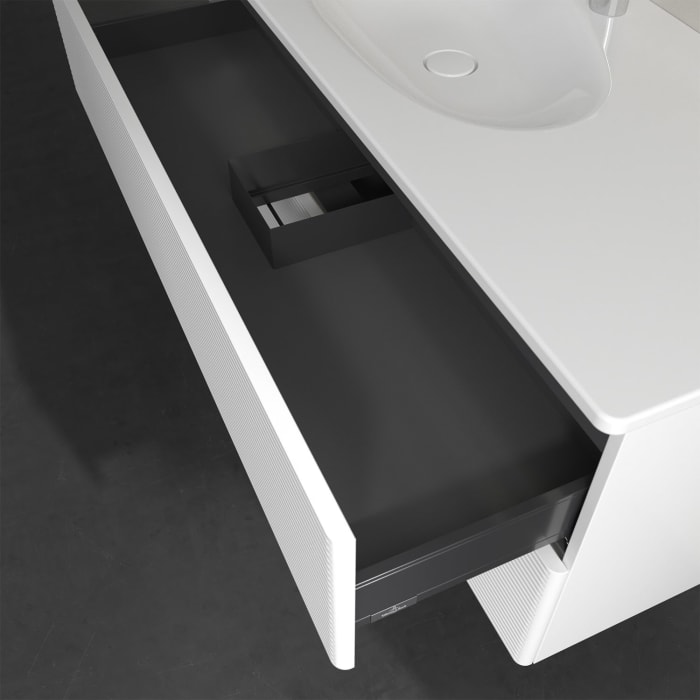 Villeroy & Boch Antao Waschbeckenunterschrank, 118,8 x 50,4 cm, 2 Auszüge, Fronten mit Struktur, mit LED-Licht