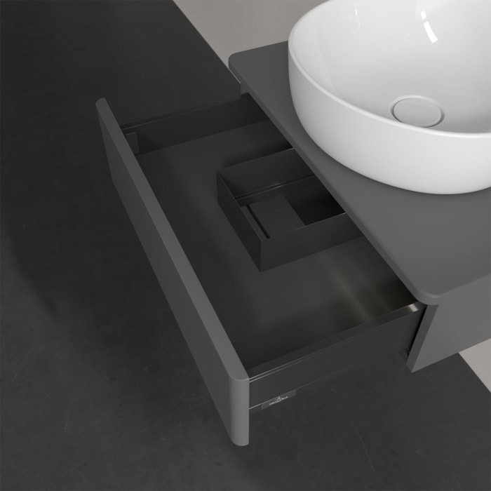 Villeroy & Boch Antao Waschbeckenunterschrank, 60 x 19 cm, 1 Auszug mit LED-Licht, Front ohne Struktur, ohne Hahnloch