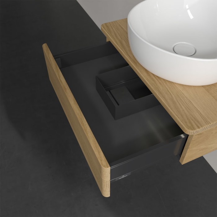 Villeroy & Boch Antao Waschbeckenunterschrank, 60 x 19 cm, 1 Auszug mit LED-Licht, Front ohne Struktur, ohne Hahnloch