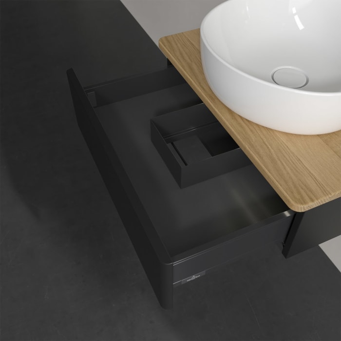 Villeroy & Boch Antao Waschbeckenunterschrank, 60 x 19 cm, 1 Auszug mit LED-Licht, Front ohne Struktur, ohne Hahnloch