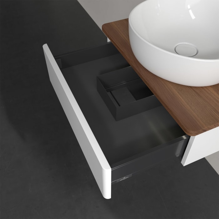 Villeroy & Boch Antao Waschbeckenunterschrank, 60 x 19 cm, 1 Auszug mit LED-Licht, Front ohne Struktur, ohne Hahnloch