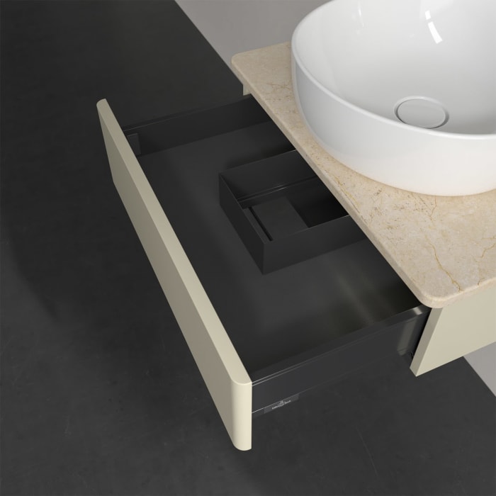 Villeroy & Boch Antao Waschbeckenunterschrank, 60 x 19 cm, 1 Auszug mit LED-Licht, Front ohne Struktur, ohne Hahnloch