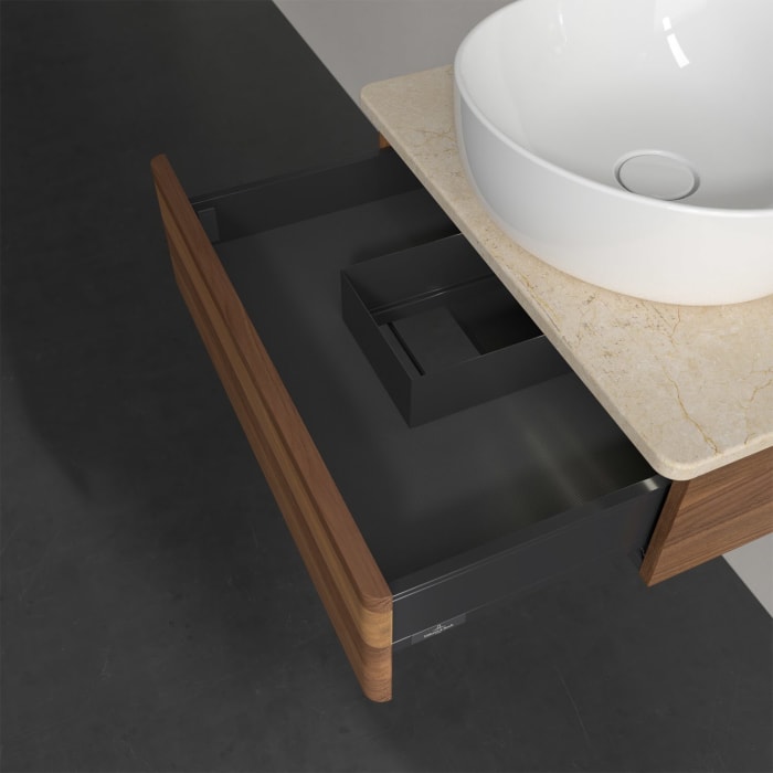 Villeroy & Boch Antao Waschbeckenunterschrank, 60 x 19 cm, 1 Auszug mit LED-Licht, Front ohne Struktur, ohne Hahnloch