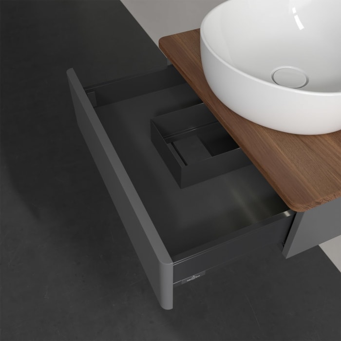 Villeroy & Boch Antao Waschbeckenunterschrank, 60 x 19 cm, 1 Auszug mit LED-Licht, Front ohne Struktur, mit Hahnloch