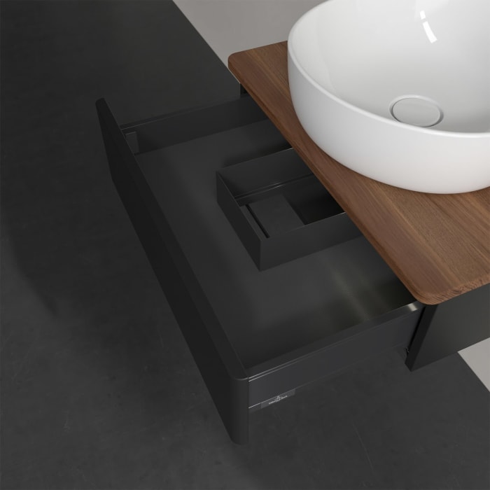 Villeroy & Boch Antao Waschbeckenunterschrank, 60 x 19 cm, 1 Auszug mit LED-Licht, Front ohne Struktur, mit Hahnloch