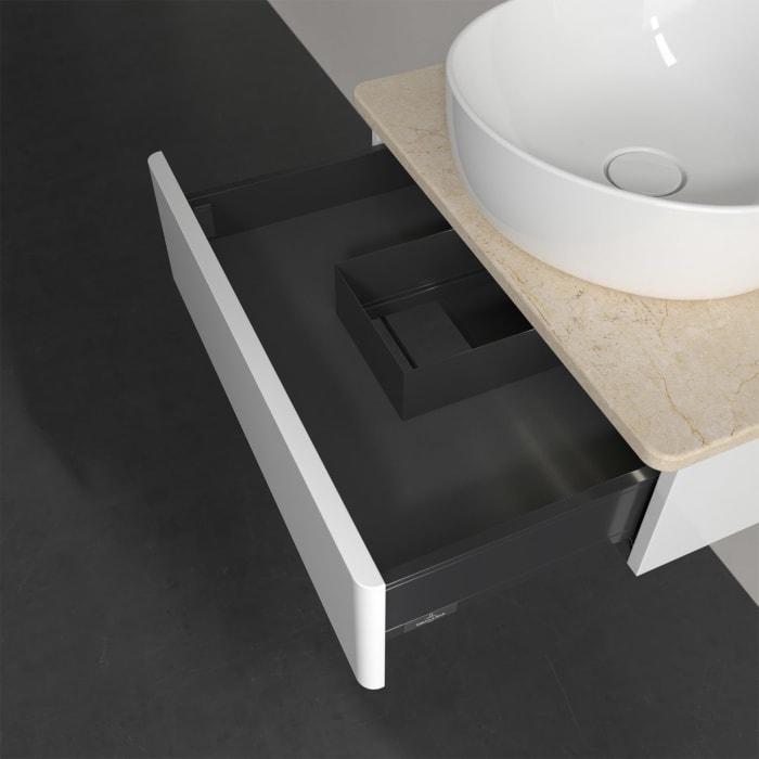 Villeroy & Boch Antao Waschbeckenunterschrank, 60 x 19 cm, 1 Auszug mit LED-Licht, Front ohne Struktur, mit Hahnloch