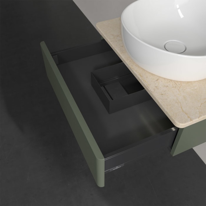 Villeroy & Boch Antao Waschbeckenunterschrank, 60 x 19 cm, 1 Auszug mit LED-Licht, Front ohne Struktur, mit Hahnloch