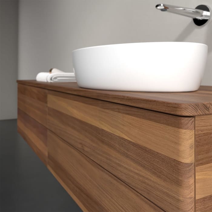 Villeroy & Boch Antao Waschbeckenunterschrank, 160 x 36 cm, 4 Auszüge mit LED-Licht, Front ohne Struktur, ohne Hahnloch, für Waschtisch rechts