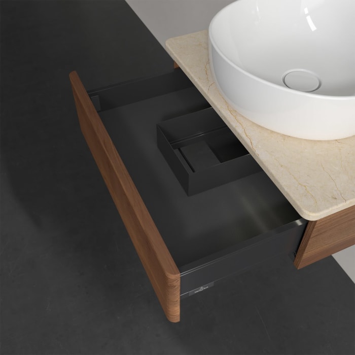 Villeroy & Boch Antao Waschbeckenunterschrank, 60 x 19 cm, 1 Auszug mit LED-Licht, Front mit Struktur, ohne Hahnloch