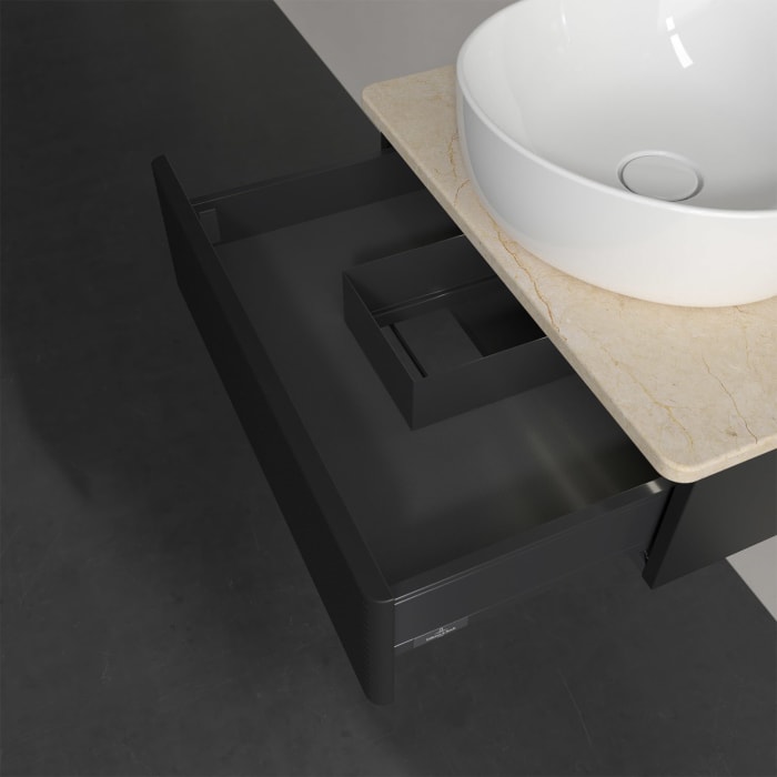 Villeroy & Boch Antao Waschbeckenunterschrank, 60 x 19 cm, 1 Auszug mit LED-Licht, Front mit Struktur, ohne Hahnloch