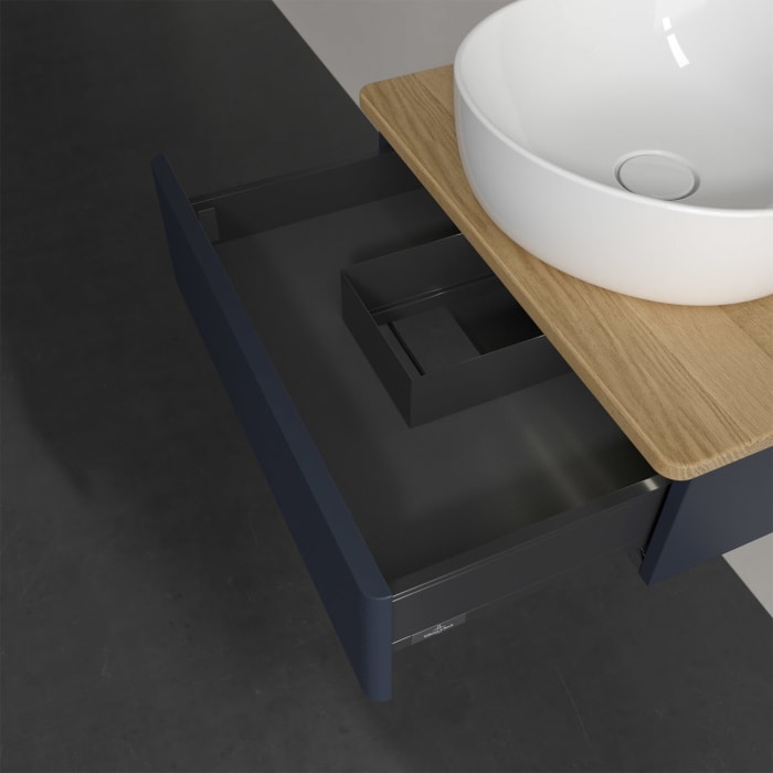 Villeroy & Boch Antao Waschbeckenunterschrank, 60 x 19 cm, 1 Auszug mit LED-Licht, Front mit Struktur, mit Hahnloch