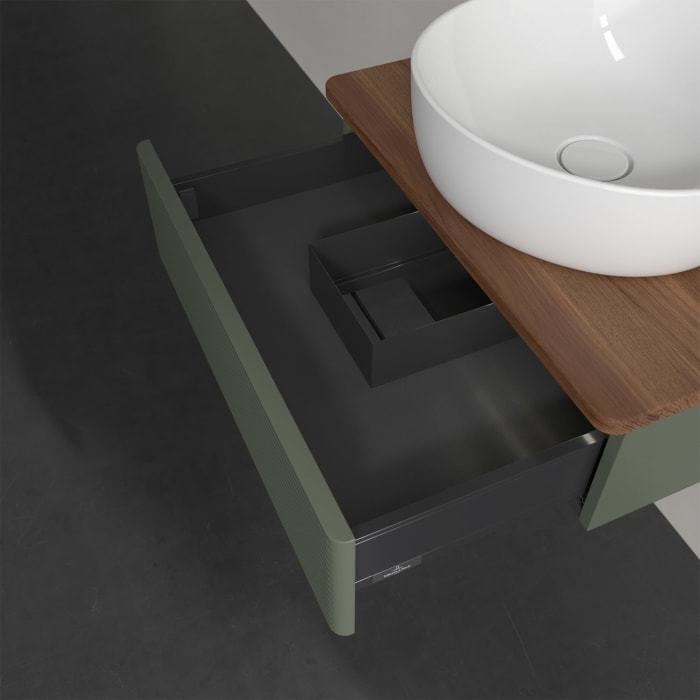 Villeroy & Boch Antao Waschbeckenunterschrank, 60 x 19 cm, 1 Auszug mit LED-Licht, Front mit Struktur, mit Hahnloch