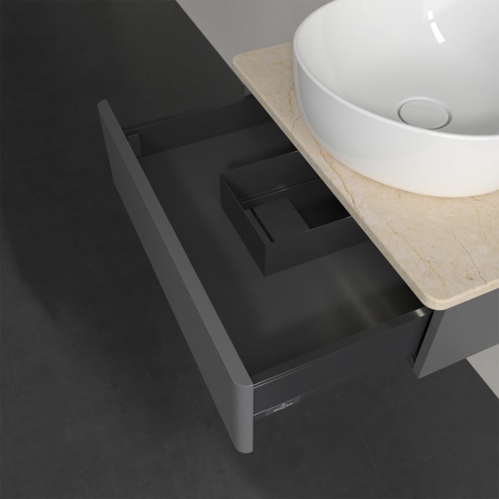 Villeroy & Boch Antao Waschbeckenunterschrank, 60 x 19 cm, 1 Auszug mit LED-Licht, Front mit Struktur, mit Hahnloch