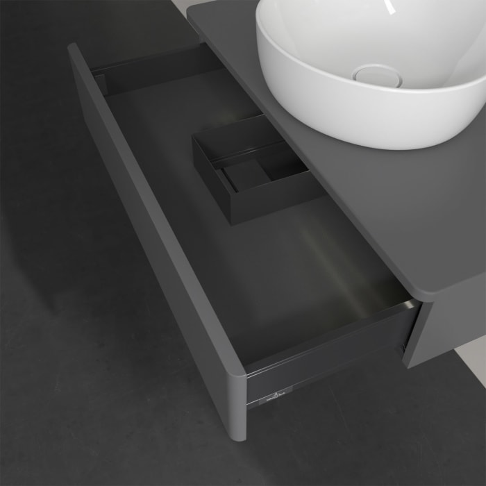 Villeroy & Boch Antao Waschbeckenunterschrank, 80 x 19 cm, 1 Auszug mit LED-Licht, Front ohne Struktur, ohne Hahnloch