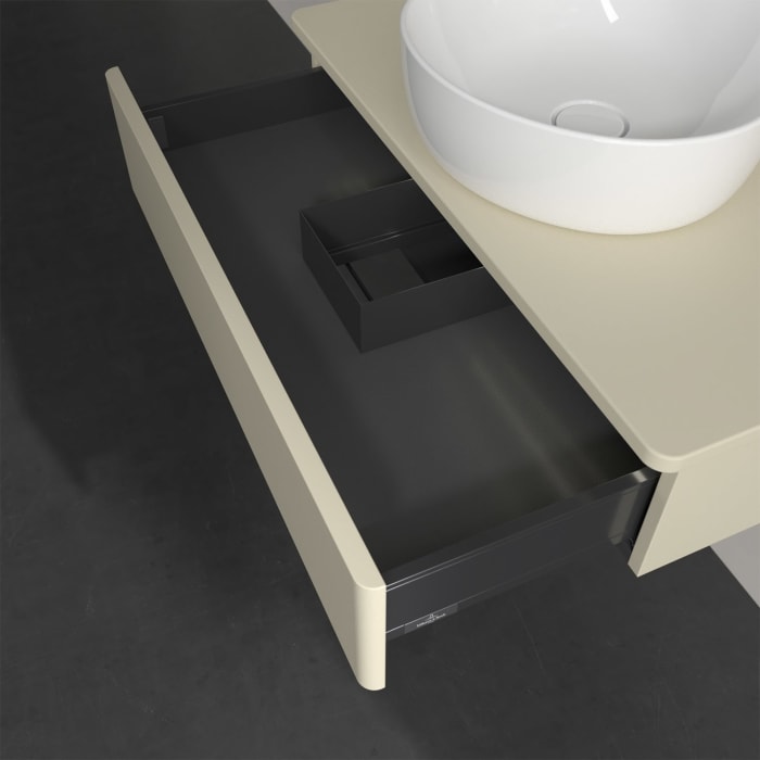 Villeroy & Boch Antao Waschbeckenunterschrank, 80 x 19 cm, 1 Auszug mit LED-Licht, Front ohne Struktur, ohne Hahnloch