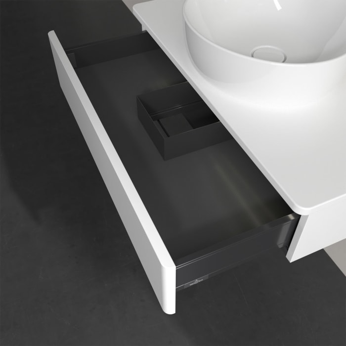 Villeroy & Boch Antao Waschbeckenunterschrank, 80 x 19 cm, 1 Auszug mit LED-Licht, Front ohne Struktur, ohne Hahnloch