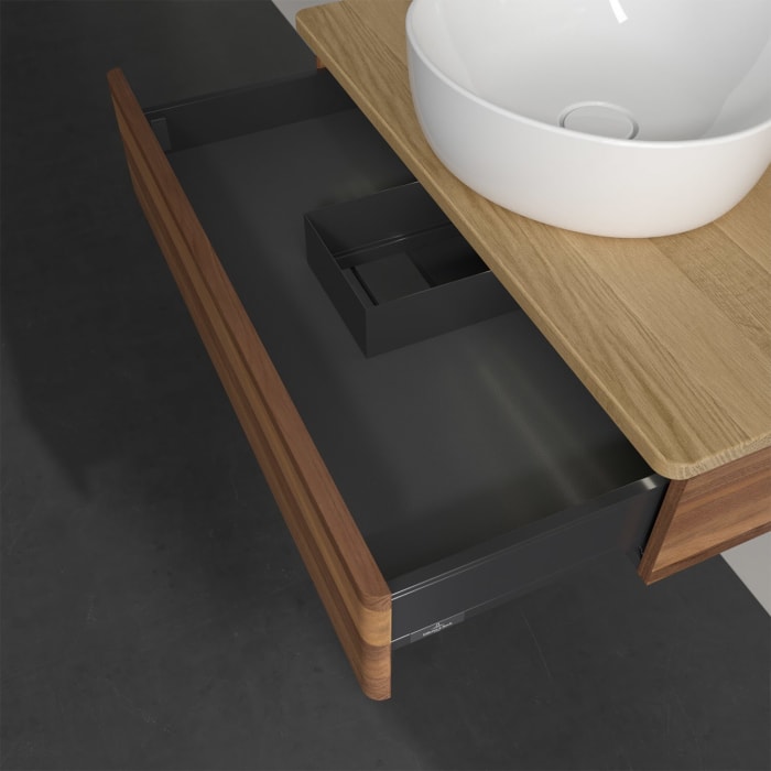 Villeroy & Boch Antao Waschbeckenunterschrank, 80 x 19 cm, 1 Auszug mit LED-Licht, Front ohne Struktur, ohne Hahnloch