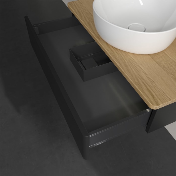 Villeroy & Boch Antao Waschbeckenunterschrank, 80 x 19 cm, 1 Auszug mit LED-Licht, Front ohne Struktur, ohne Hahnloch