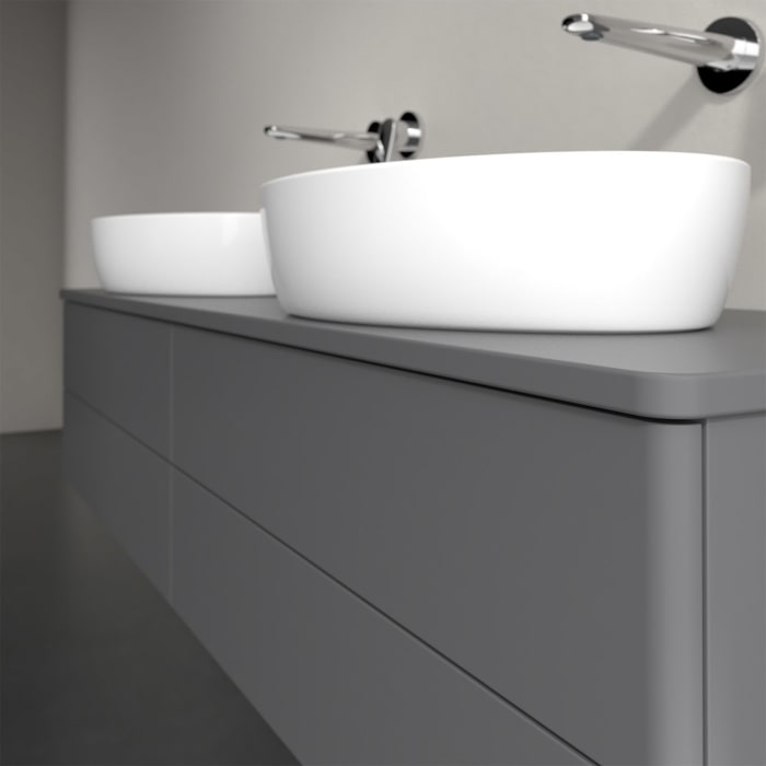 Villeroy & Boch Antao Waschbeckenunterschrank, 160 x 36 cm, 4 Auszüge mit LED-Licht, Front ohne Struktur, ohne Hahnloch, für Waschtisch links und rech