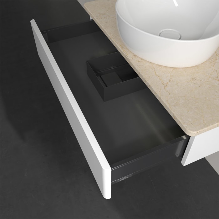 Villeroy & Boch Antao Waschbeckenunterschrank, 80 x 19 cm, 1 Auszug mit LED-Licht, Front ohne Struktur, ohne Hahnloch