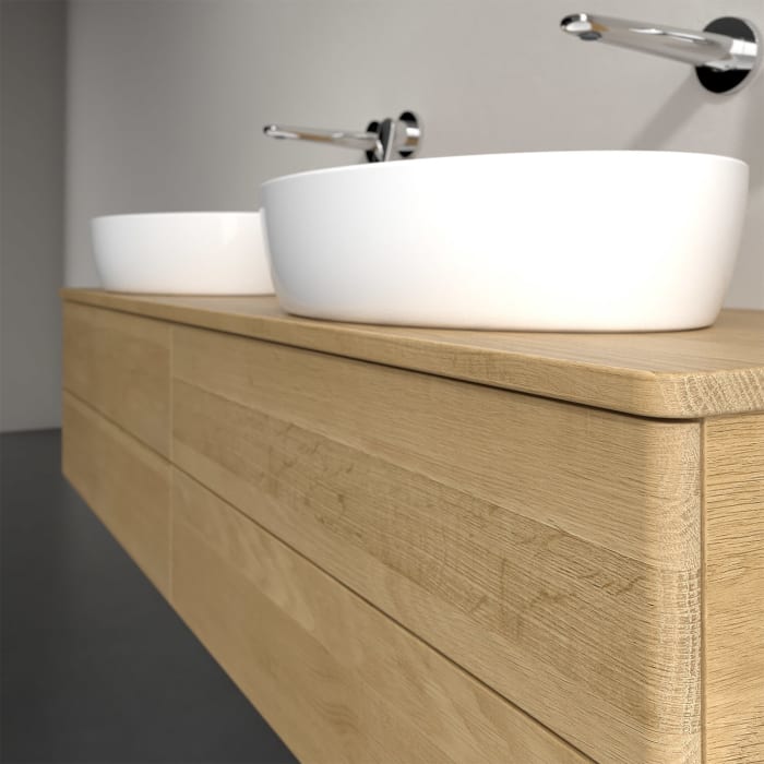 Villeroy & Boch Antao Waschbeckenunterschrank, 160 x 36 cm, 4 Auszüge mit LED-Licht, Front ohne Struktur, ohne Hahnloch, für Waschtisch links und rech