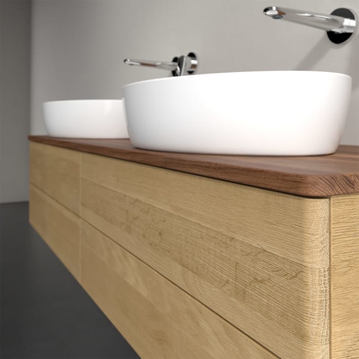 Villeroy & Boch Antao Waschbeckenunterschrank, 160 x 36 cm, 4 Auszüge mit LED-Licht, Front ohne Struktur, ohne Hahnloch, für Waschtisch links und rech