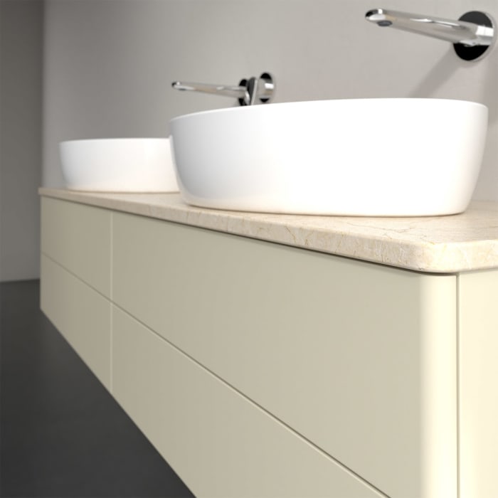 Villeroy & Boch Antao Waschbeckenunterschrank, 160 x 36 cm, 4 Auszüge mit LED-Licht, Front ohne Struktur, ohne Hahnloch, für Waschtisch links und rech