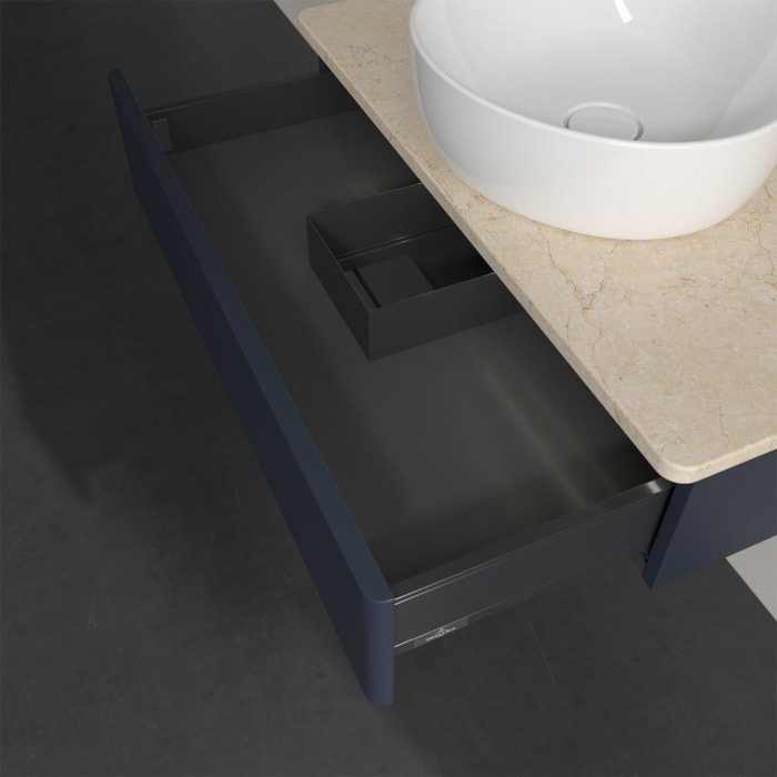 Villeroy & Boch Antao Waschbeckenunterschrank, 80 x 19 cm, 1 Auszug mit LED-Licht, Front ohne Struktur, mit Hahnloch