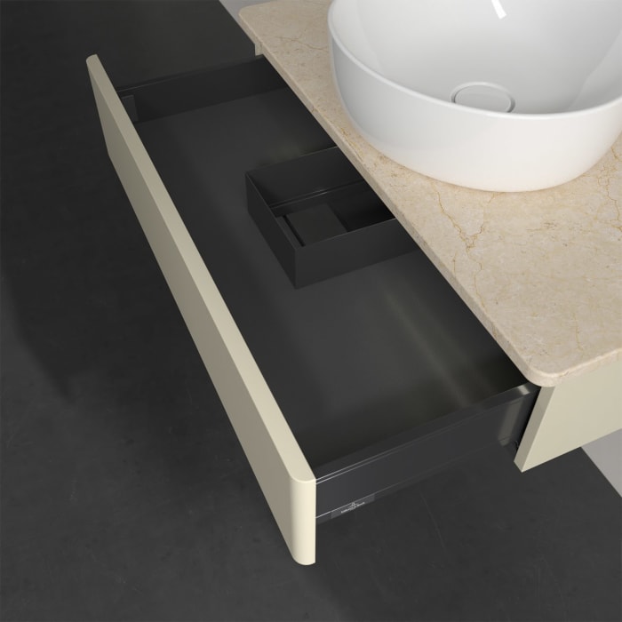 Villeroy & Boch Antao Waschbeckenunterschrank, 80 x 19 cm, 1 Auszug mit LED-Licht, Front ohne Struktur, mit Hahnloch