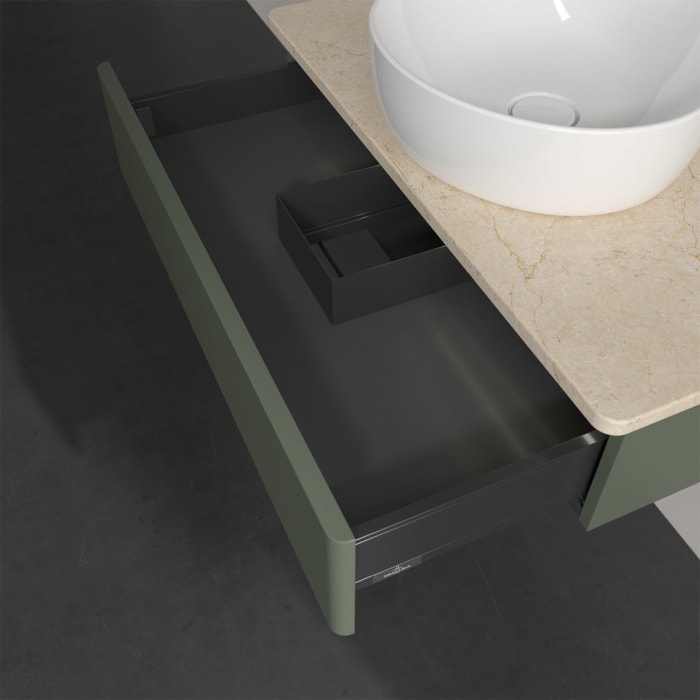 Villeroy & Boch Antao Waschbeckenunterschrank, 80 x 19 cm, 1 Auszug mit LED-Licht, Front ohne Struktur, mit Hahnloch