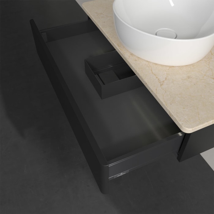 Villeroy & Boch Antao Waschbeckenunterschrank, 80 x 19 cm, 1 Auszug mit LED-Licht, Front ohne Struktur, mit Hahnloch