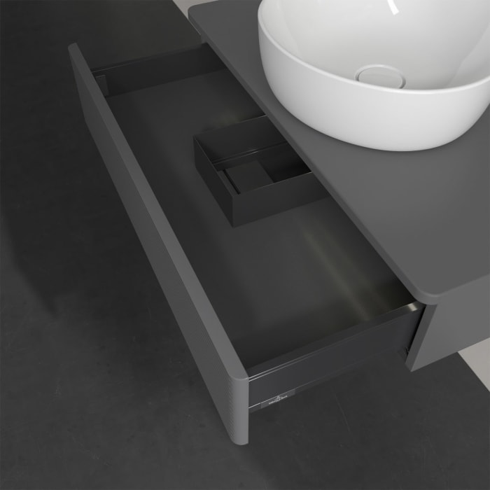 Villeroy & Boch Antao Waschbeckenunterschrank, 80 x 19 cm, 1 Auszug mit LED-Licht, Front mit Struktur, ohne Hahnloch