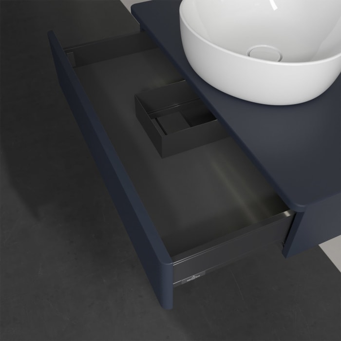 Villeroy & Boch Antao Waschbeckenunterschrank, 80 x 19 cm, 1 Auszug mit LED-Licht, Front mit Struktur, ohne Hahnloch