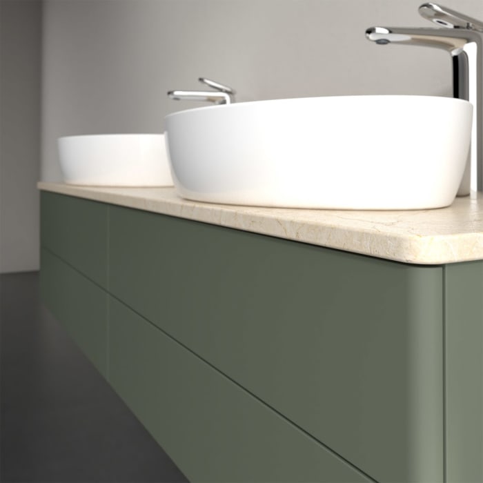 Villeroy & Boch Antao Waschbeckenunterschrank, 160 x 36 cm, 4 Auszüge mit LED-Licht, Front ohne Struktur, mit Hahnloch, für Waschtisch links und recht