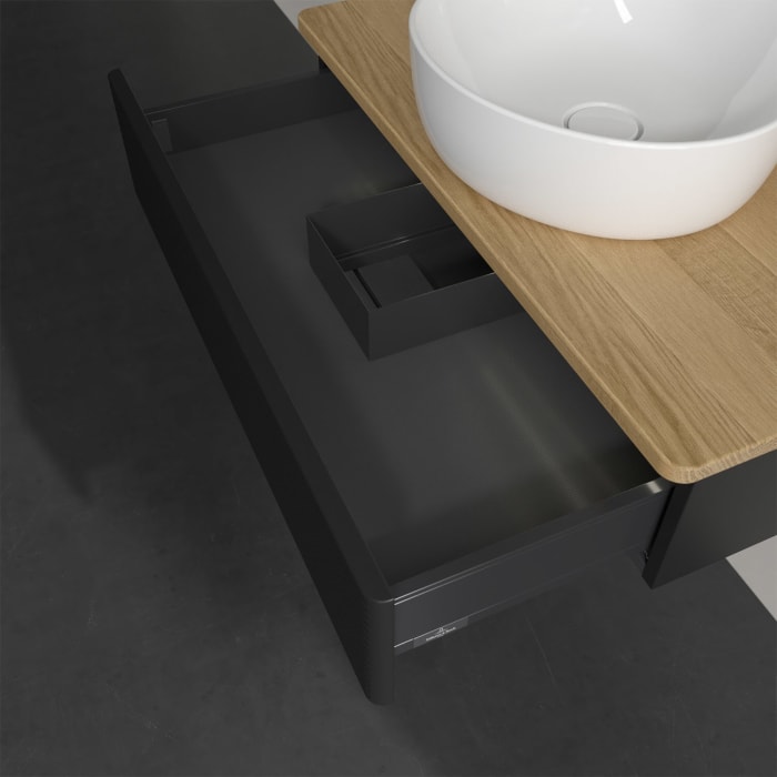 Villeroy & Boch Antao Waschbeckenunterschrank, 80 x 19 cm, 1 Auszug mit LED-Licht, Front mit Struktur, ohne Hahnloch