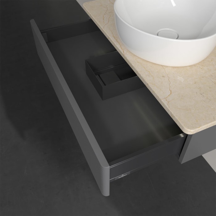 Villeroy & Boch Antao Waschbeckenunterschrank, 80 x 19 cm, 1 Auszug mit LED-Licht, Front mit Struktur, ohne Hahnloch