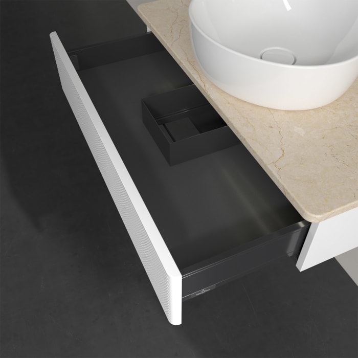 Villeroy & Boch Antao Waschbeckenunterschrank, 80 x 19 cm, 1 Auszug mit LED-Licht, Front mit Struktur, ohne Hahnloch