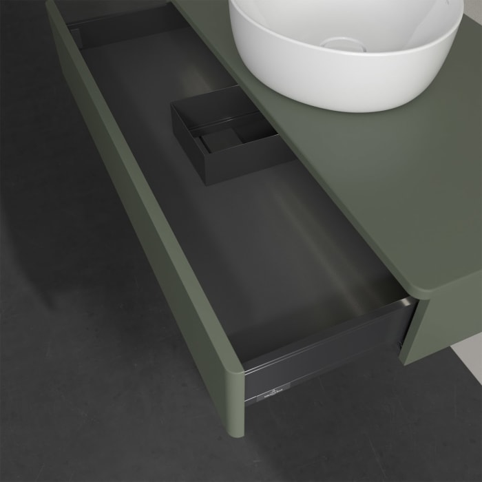 Villeroy & Boch Antao Waschbeckenunterschrank, 100 x 19 cm, 1 Auszug mit LED-Licht, Front ohne Struktur, ohne Hahnloch