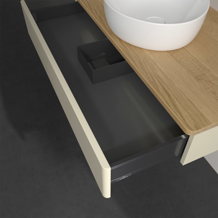 Villeroy & Boch Antao Waschbeckenunterschrank, 100 x 19 cm, 1 Auszug mit LED-Licht, Front ohne Struktur, ohne Hahnloch