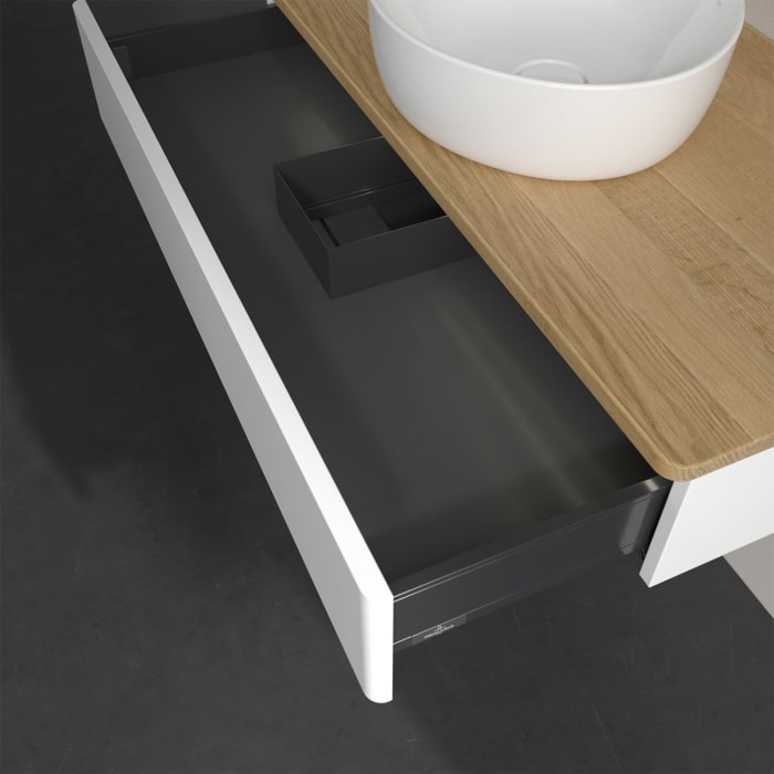 Villeroy & Boch Antao Waschbeckenunterschrank, 100 x 19 cm, 1 Auszug mit LED-Licht, Front ohne Struktur, ohne Hahnloch