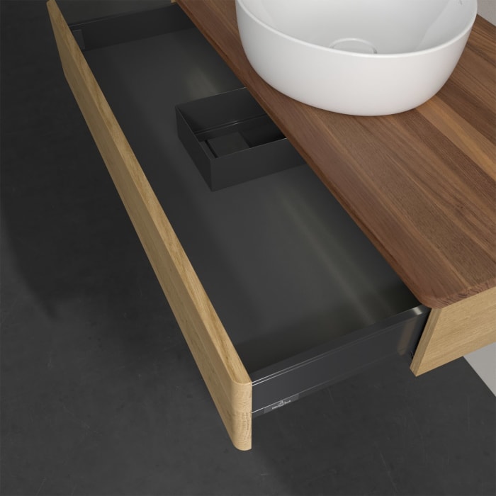 Villeroy & Boch Antao Waschbeckenunterschrank, 100 x 19 cm, 1 Auszug mit LED-Licht, Front ohne Struktur, ohne Hahnloch