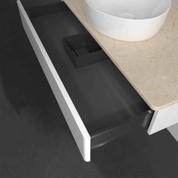 Villeroy & Boch Antao Waschbeckenunterschrank, 100 x 19 cm, 1 Auszug mit LED-Licht, Front ohne Struktur, ohne Hahnloch