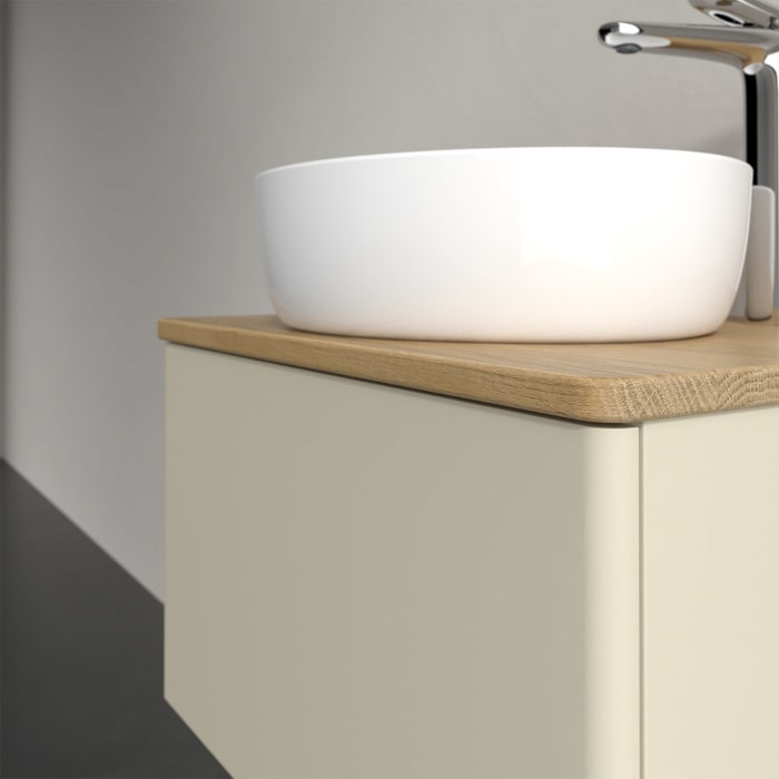 Villeroy & Boch Antao Waschbeckenunterschrank, 60 x 36 cm, 1 Auszug mit LED-Licht, Front ohne Struktur, mit Hahnloch