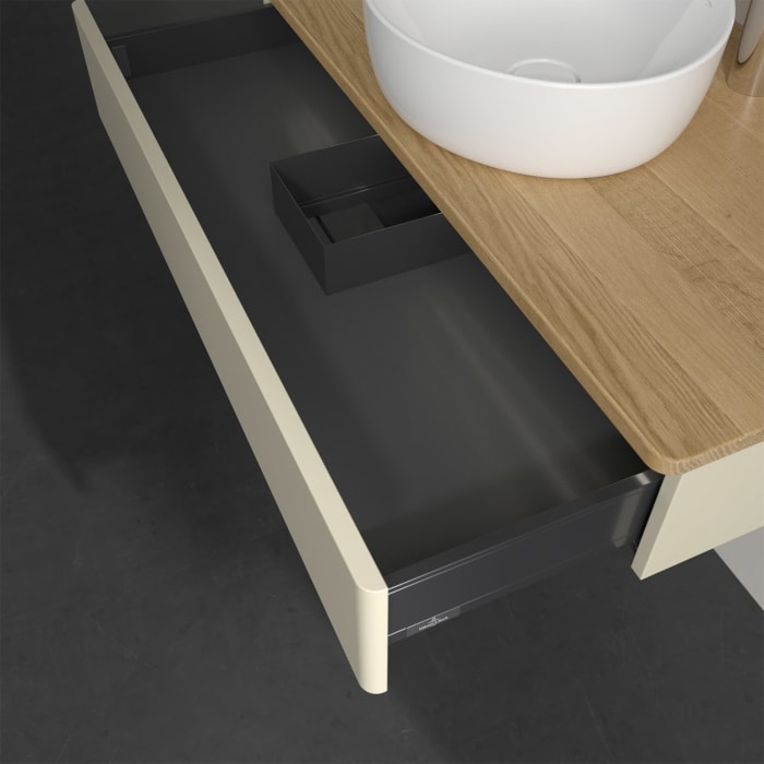 Villeroy & Boch Antao Waschbeckenunterschrank, 100 x 19 cm, 1 Auszug mit LED-Licht, Front ohne Struktur, mit Hahnloch