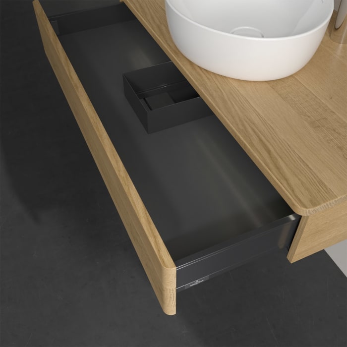 Villeroy & Boch Antao Waschbeckenunterschrank, 100 x 19 cm, 1 Auszug mit LED-Licht, Front ohne Struktur, mit Hahnloch