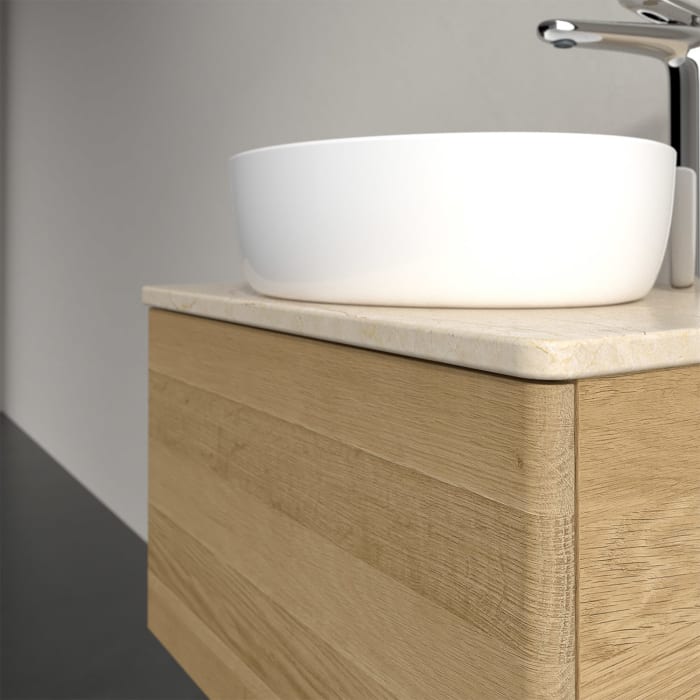 Villeroy & Boch Antao Waschbeckenunterschrank, 60 x 36 cm, 1 Auszug mit LED-Licht, Front ohne Struktur, mit Hahnloch